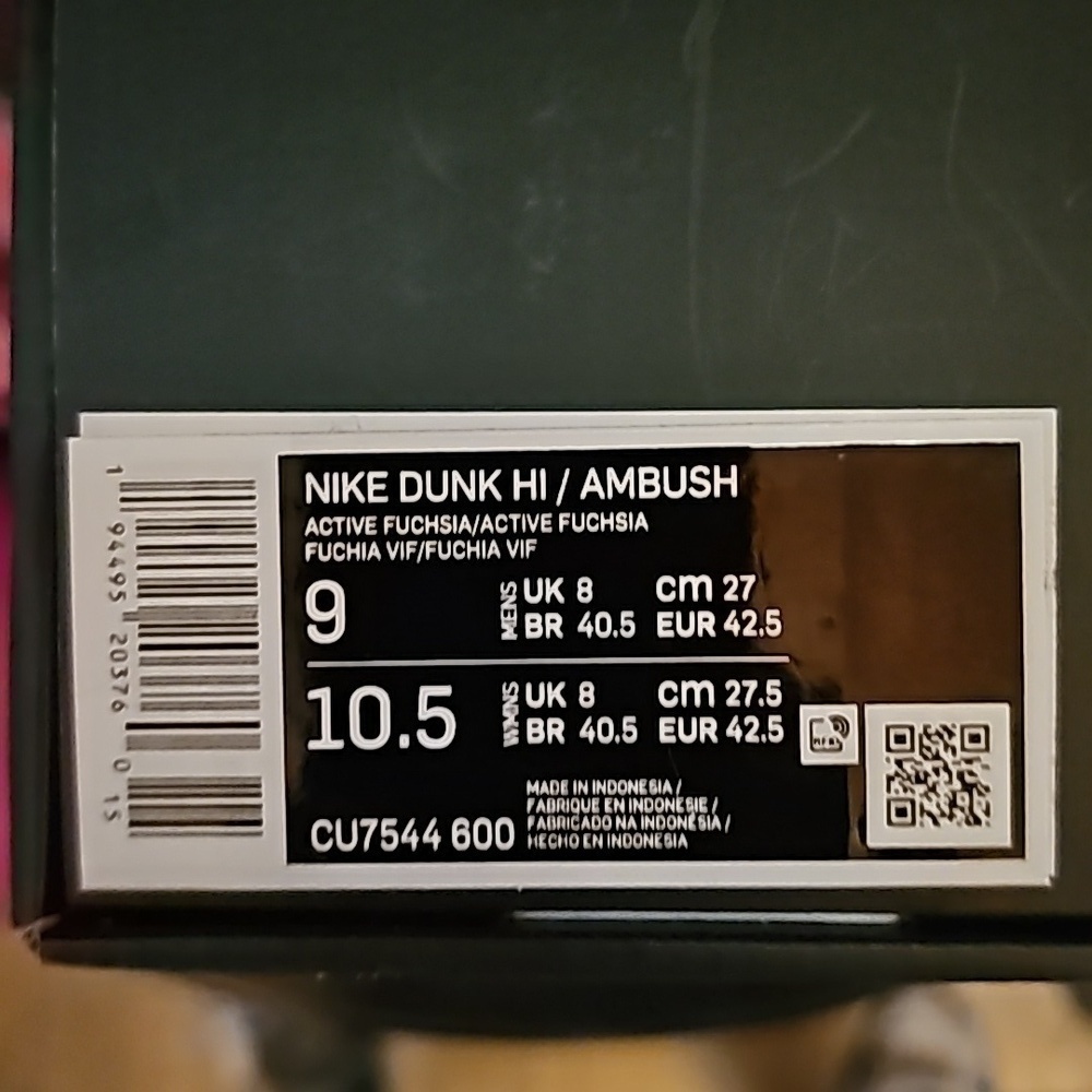 Nike Dunk High x Ambush × Cosmic Fuchsia size 9 men 10.5 women from Goat - Picture 6 of 11